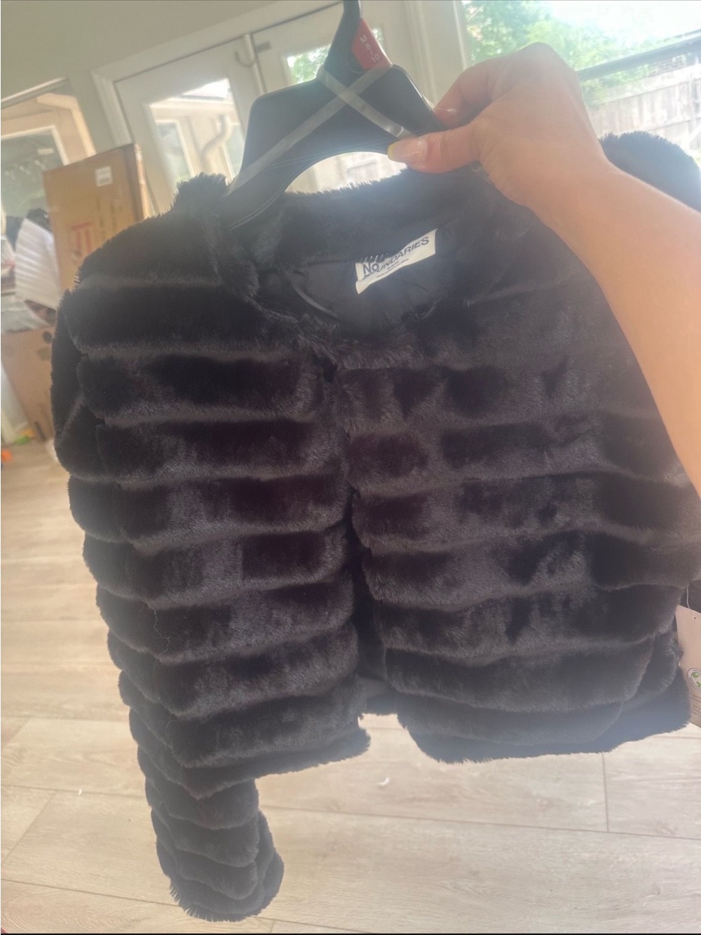 NOBO Black Faux Fur Cropped Jacket
